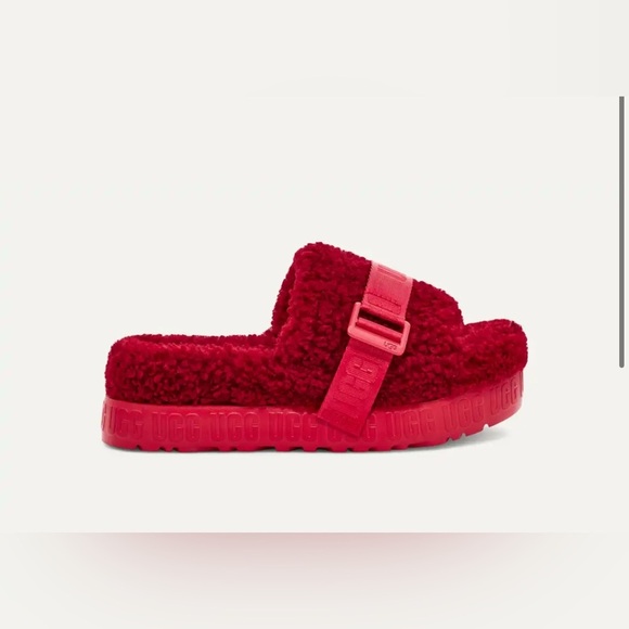 BNWT UGG Fluffita Platform Slides – Red – Size 9 - Picture 5 of 14